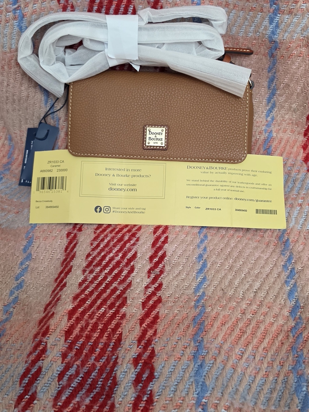 Dooney & Bourke Tan Pebble Leather Logo Plaque Wallet
